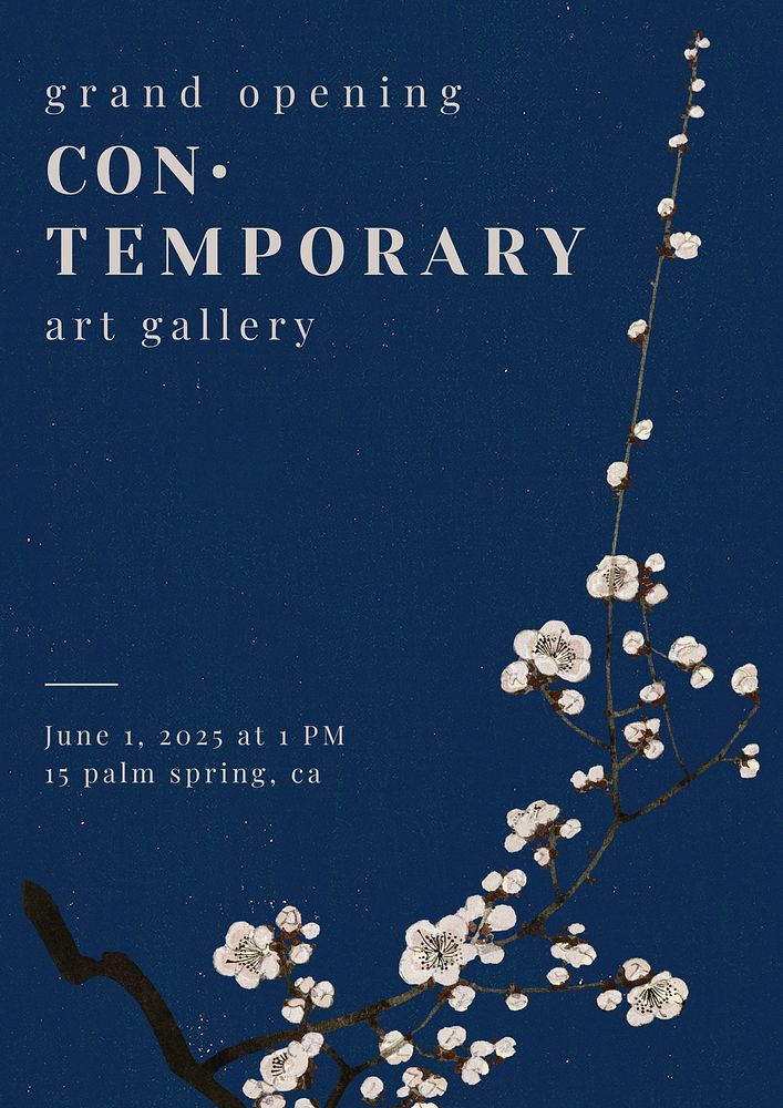 Art gallery  poster template, Japanese design 