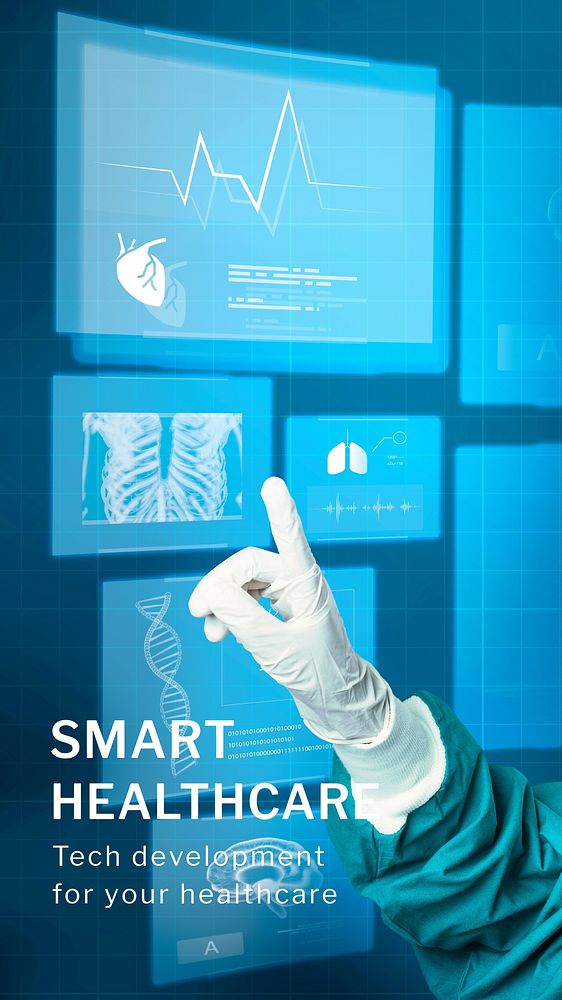 Smart healthcare Facebook story template,  medical technology design
