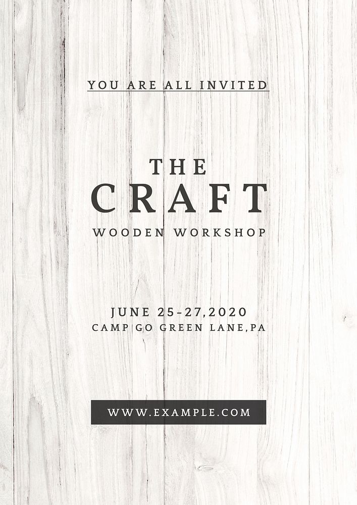 Craft workshops poster template, wood design