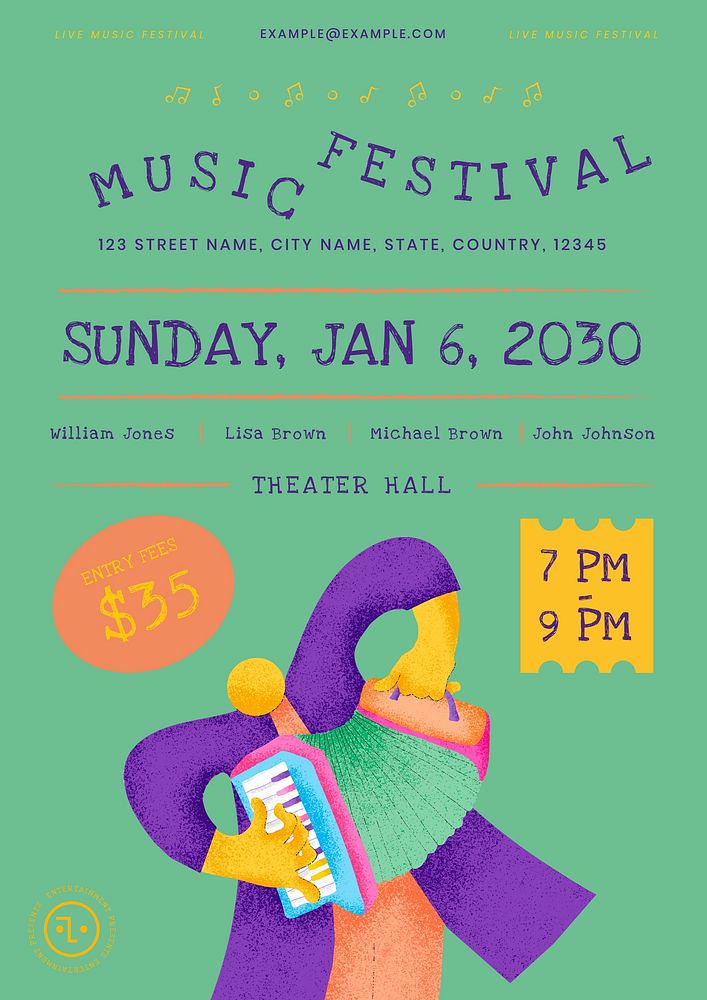 Music fest  poster template colorful illustration