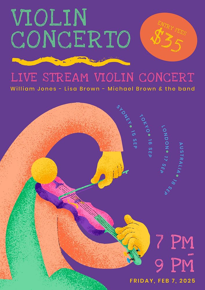 Violin concert poster template
