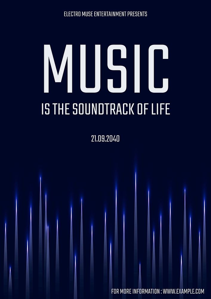 Music concert poster template,  abstract dark blue design