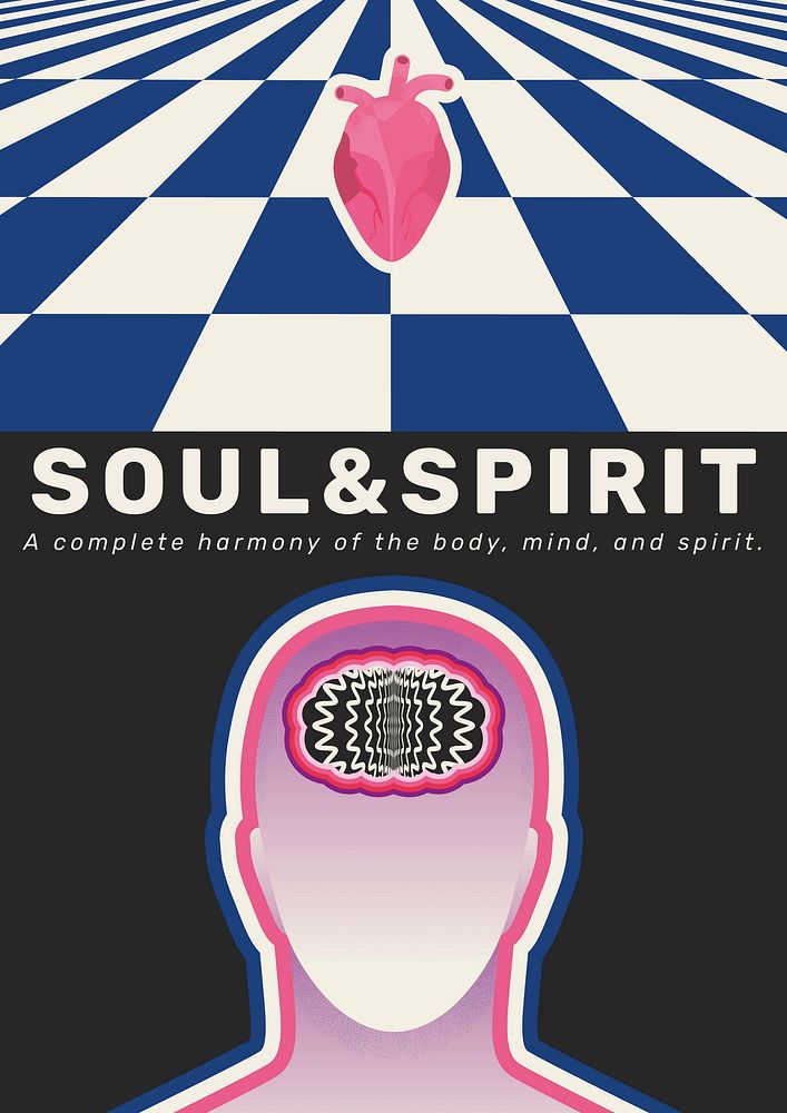 Soul & spirit poster template, mental health awareness 