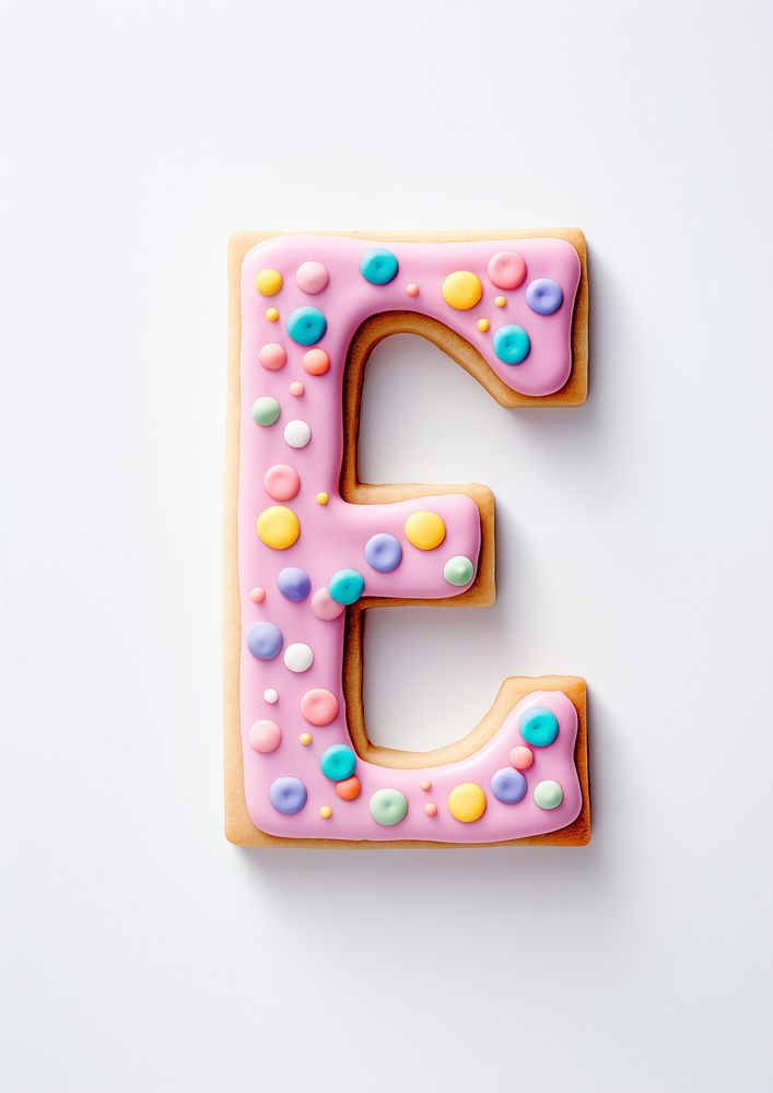 Letter E, cookie art alphabet illustration