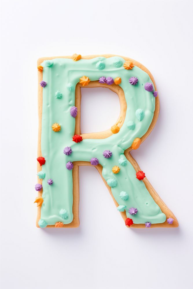 Letter R, cookie art alphabet illustration