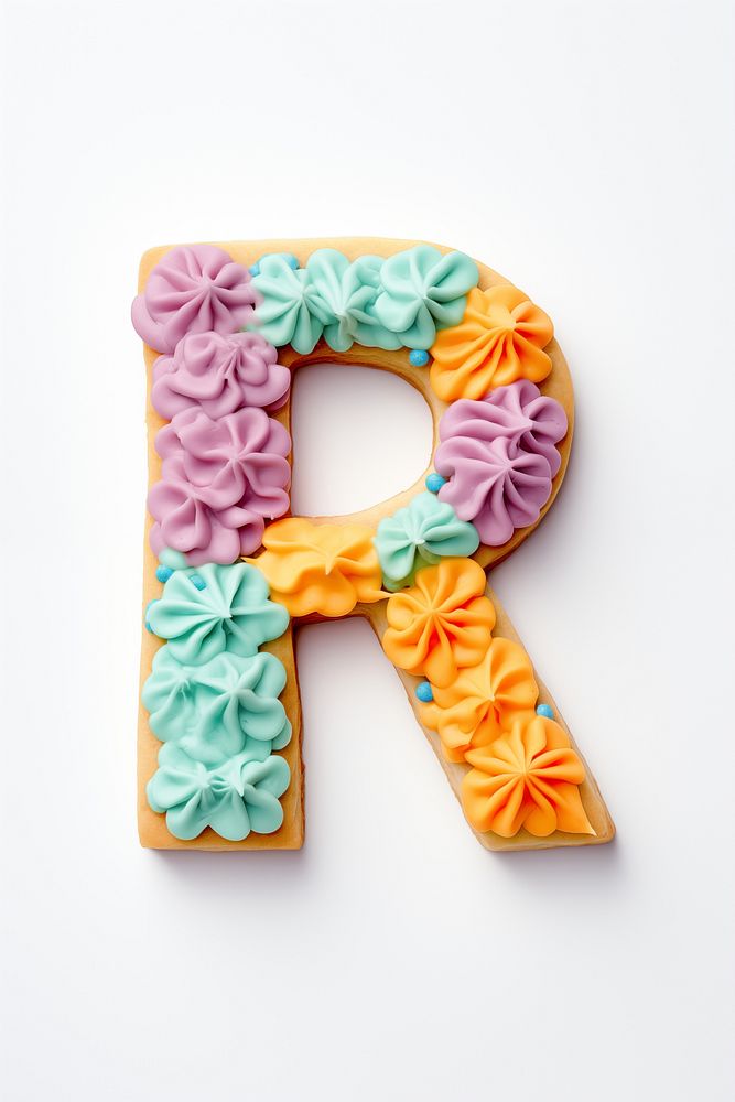 Letter R, cookie art alphabet illustration