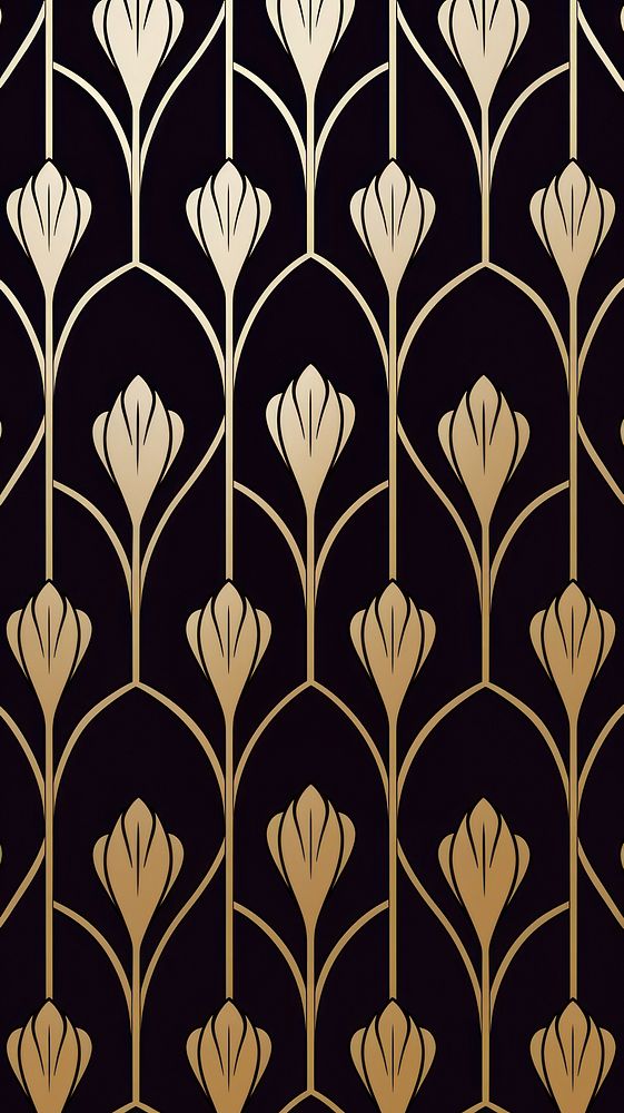 Art deco tulip wallpaper pattern chandelier lamp.