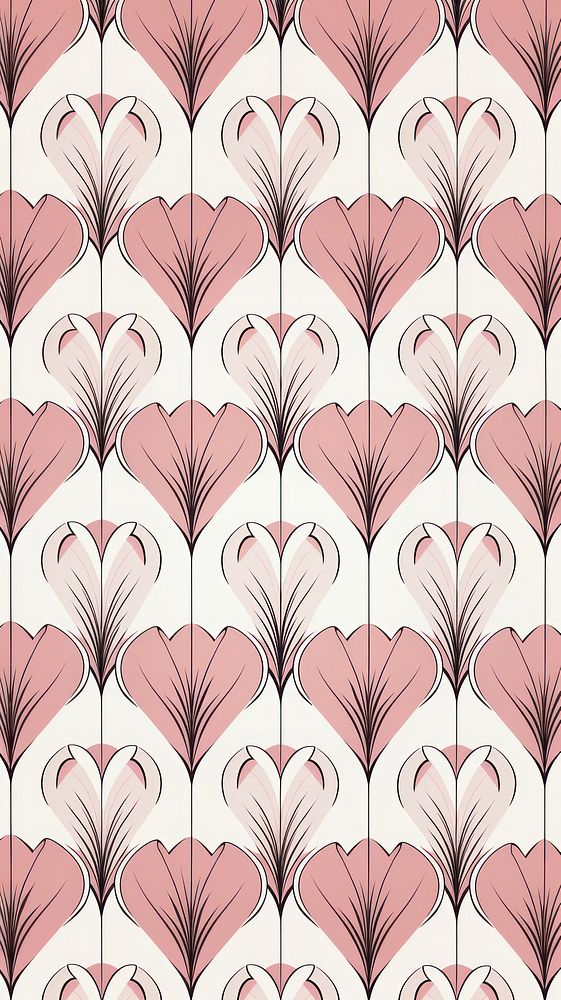 Art deco hearts wallpaper pattern graphics floral design.