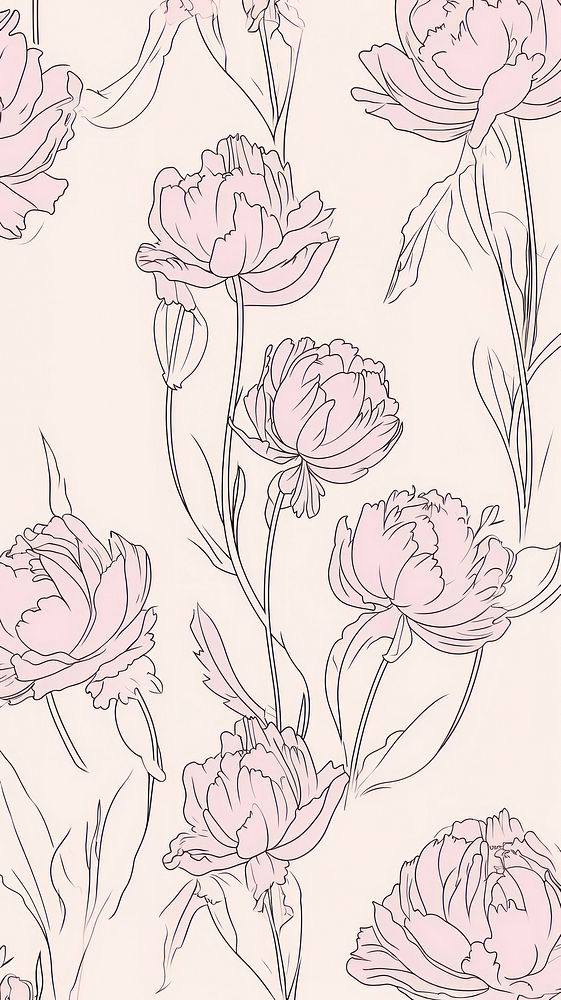 Art deco peony wallpaper pattern illustrated carnation.
