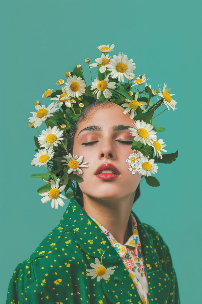Daisies woman face photography.