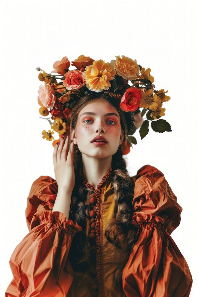 A Scandinavian witch costume flower face.