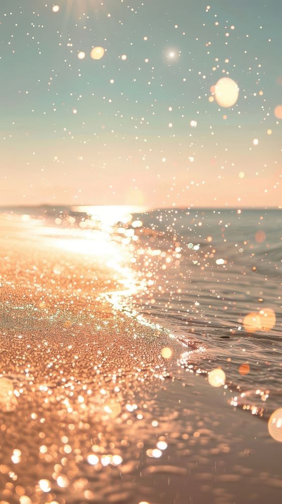 Sea with glittering stars sunlight beach water.