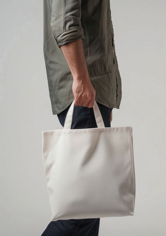 White tote bag person man accessories.
