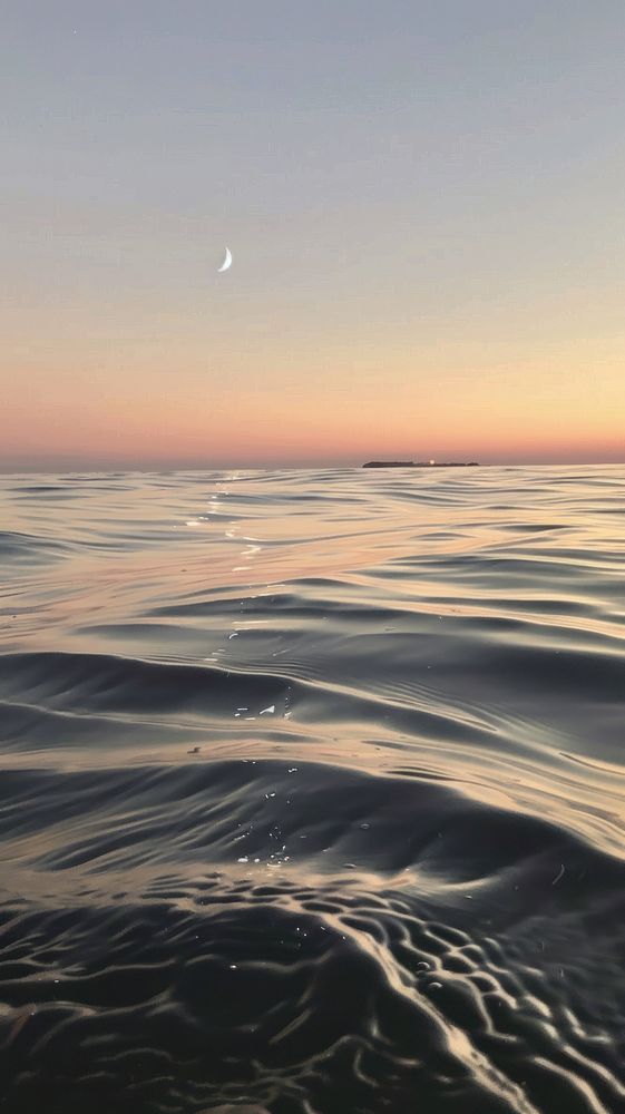 Still sea water ripple moon sky.