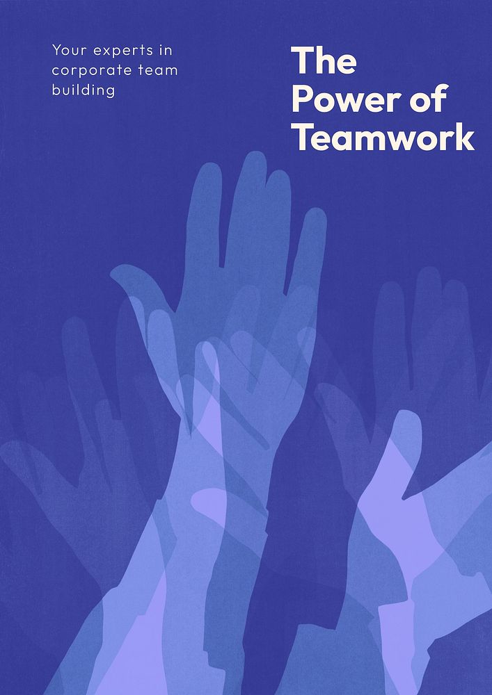 Teamwork power poster template, retro blue design