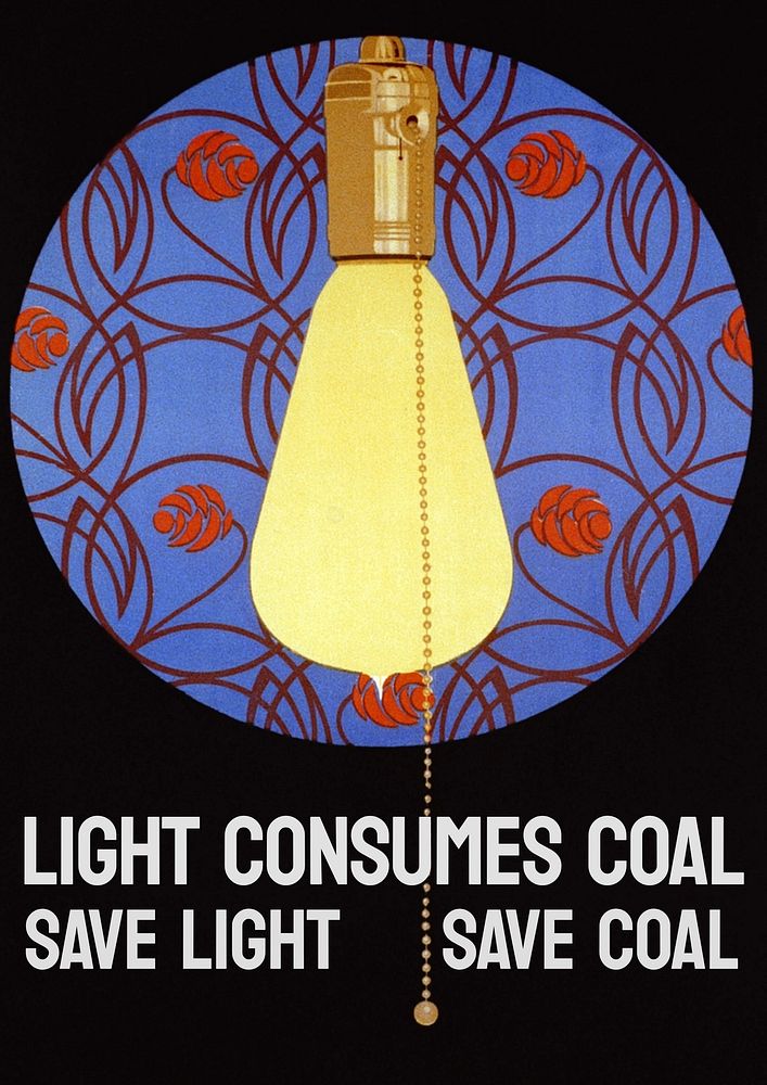 Light consumes coal poster template, remastered from vintage design into editable format by rawpixel