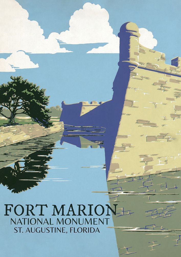 Fort Marion poster template, vintage design