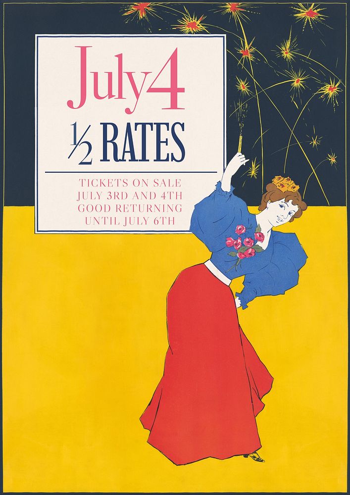 July 4th promotion poster template, vintage design