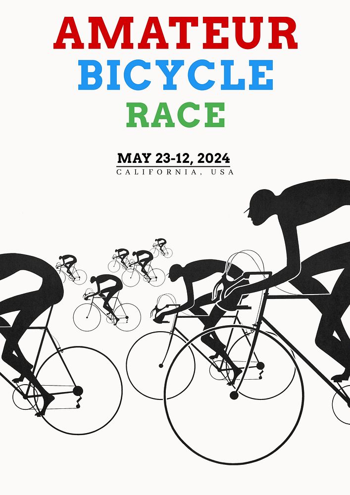 Bicycle race poster template, vintage design