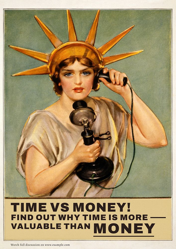 Woman on telephone poster template, vintage design