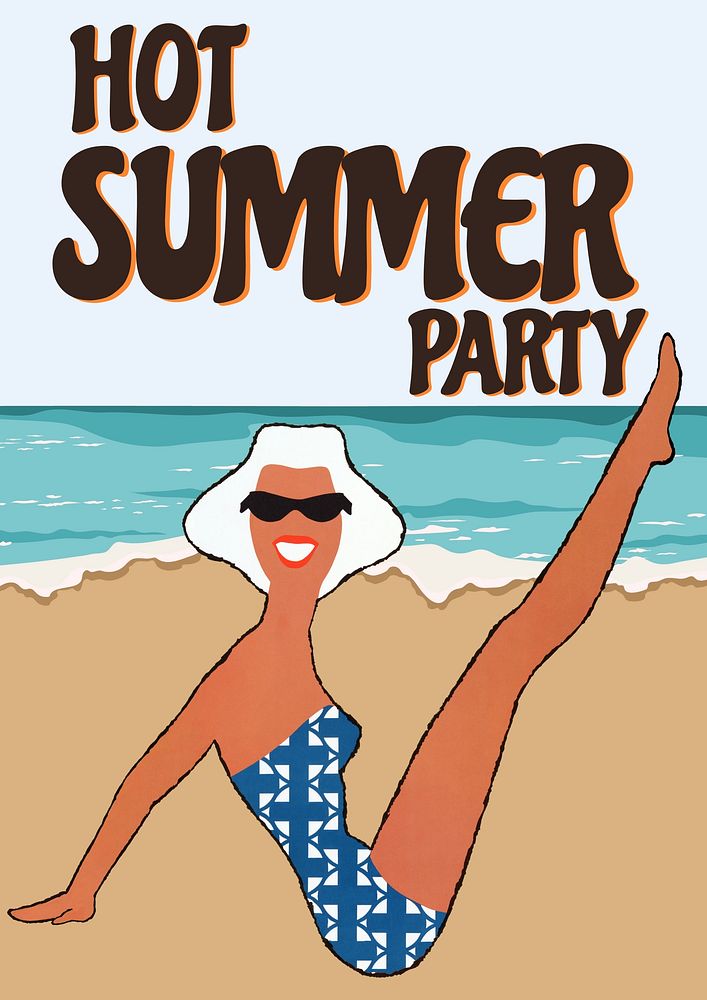 Summer party poster template, vintage design