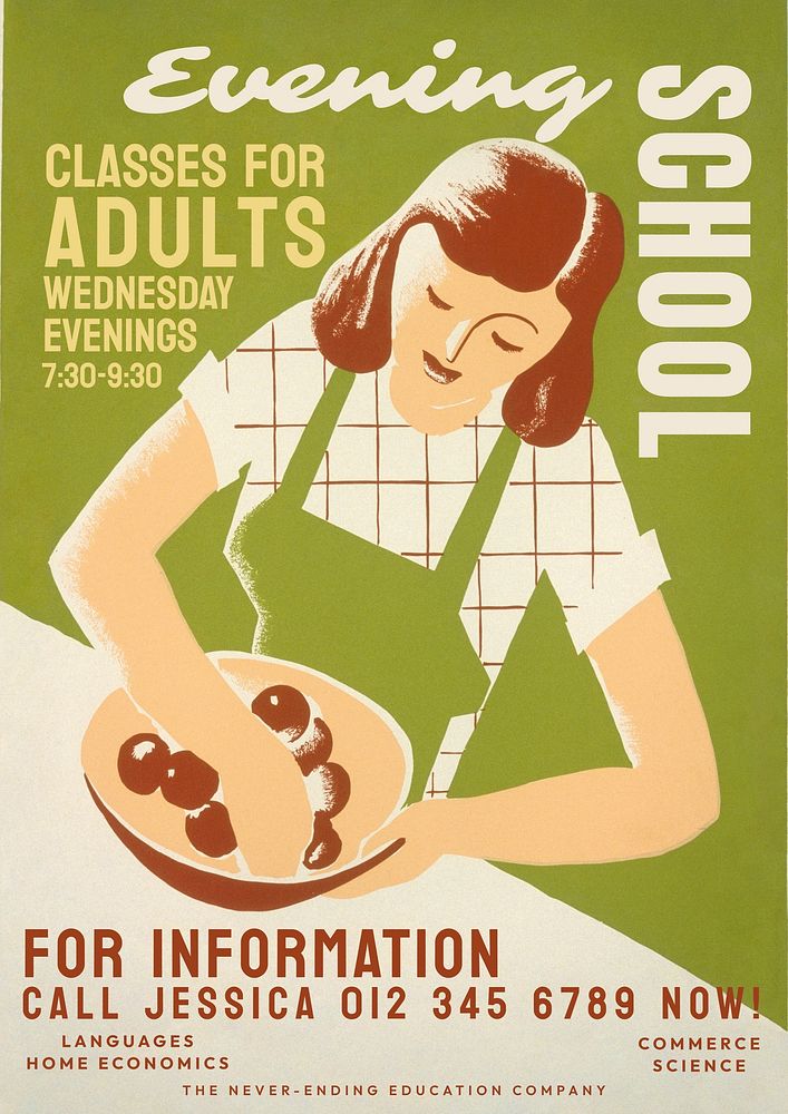 Cooking school poster template  vintage design  remastered and made  by rawpixel