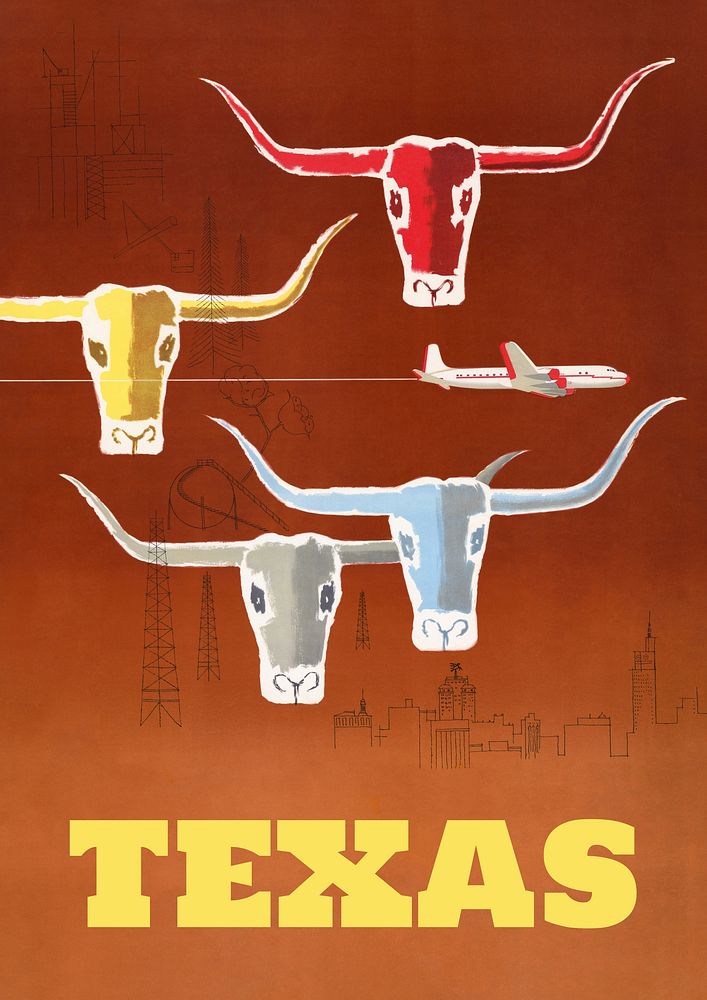 Bull heads poster template, animal art design
