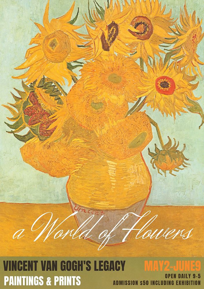 Van Gogh's sunflowers poster template