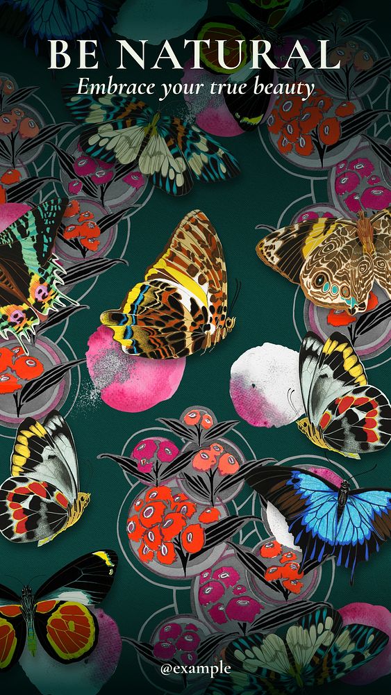 Vintage butterfly mobile wallpaper template