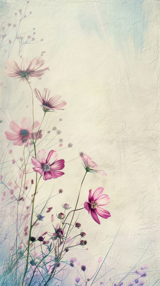Wallpaper wildflower asteraceae geranium painting.