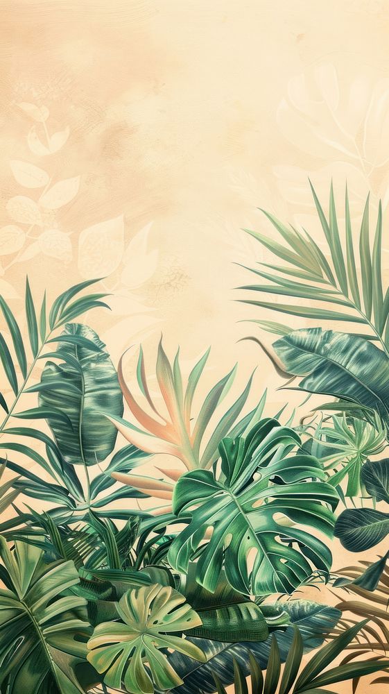 Wallpaper botanical jungle vegetation rainforest.