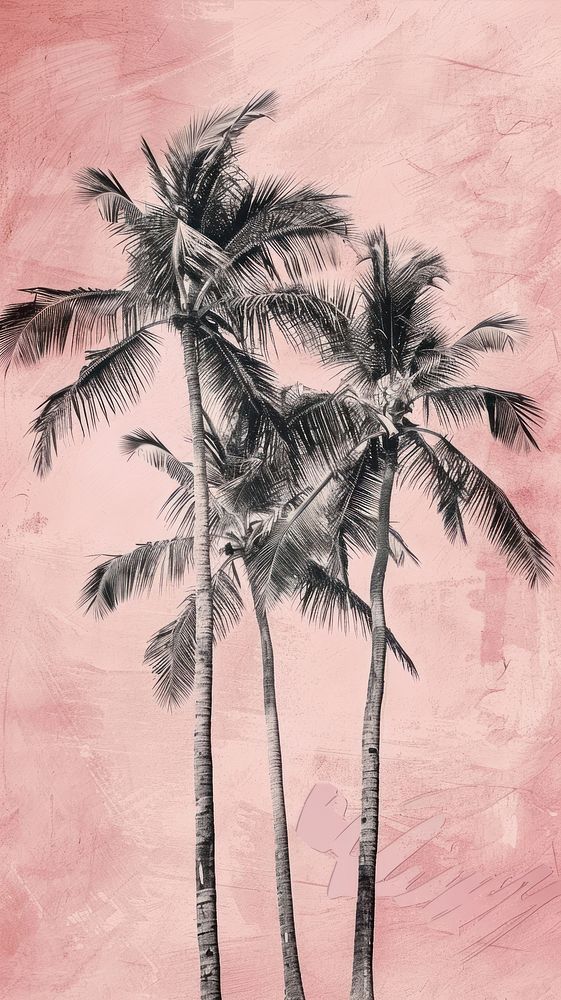 Wallpaper coconut trees drawing sketch illustrated.