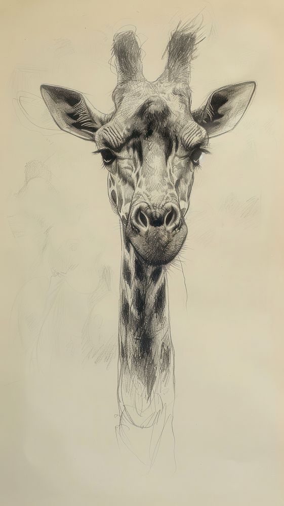 Wallpaper giraffe drawing sketch illustrated.