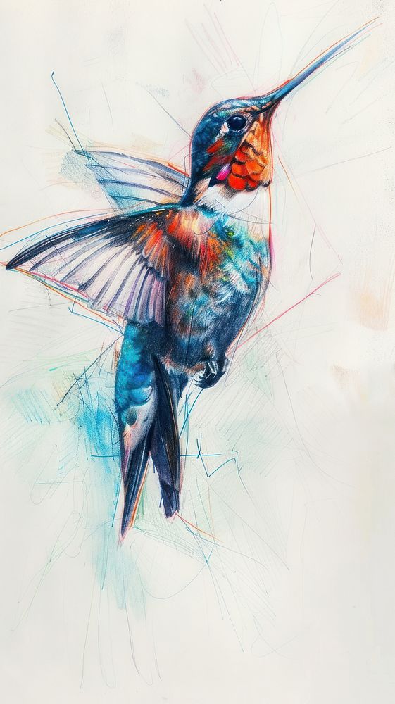 Wallpaper hummingbird drawing sketch illustrated.