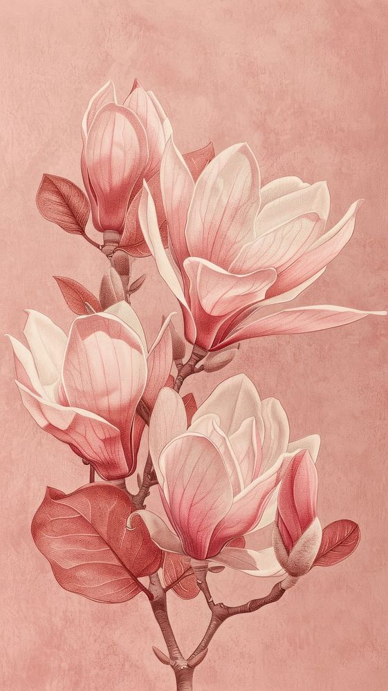 Wallpaper magnolia drawing sketch illustrated.