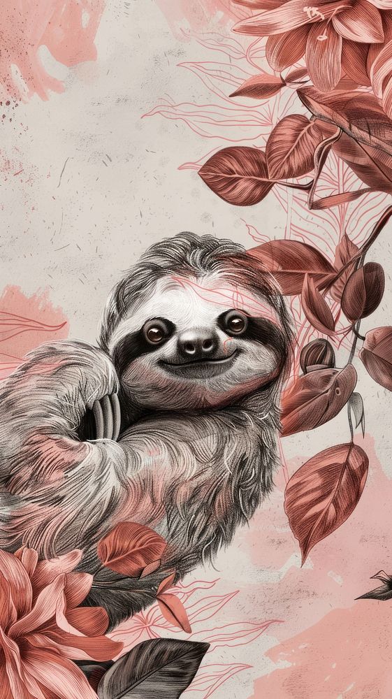 Wallpaper sloth drawing sketch illustrated.