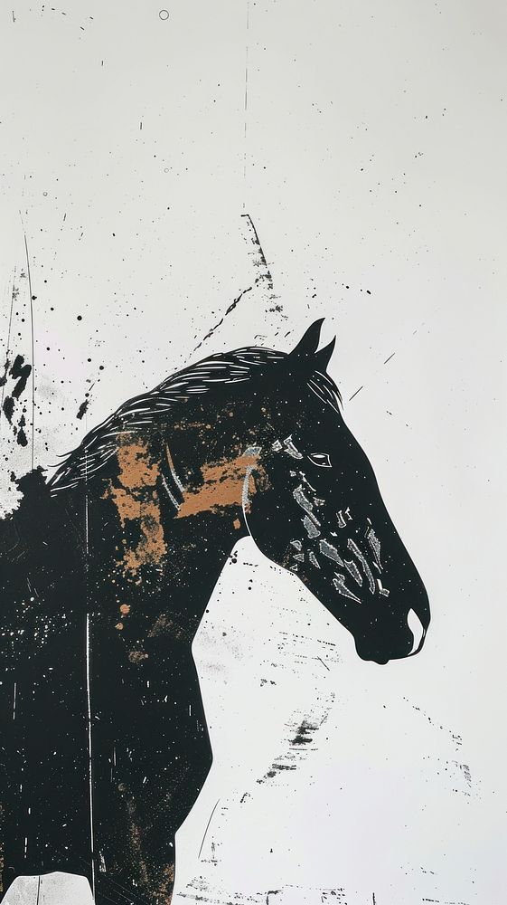 Horse silhouette painting animal.