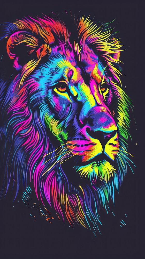 Lion graphics wildlife painting.