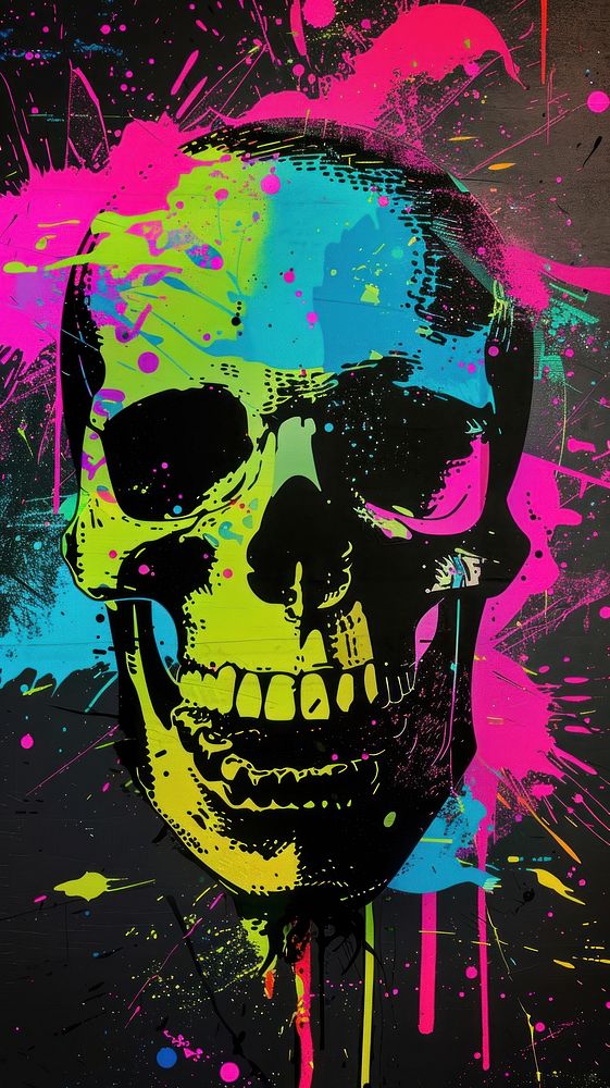 Skull graphics painting person.