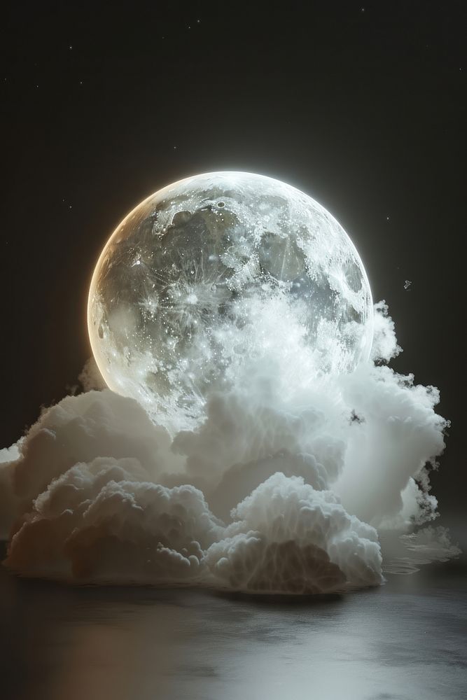 Render of glowing moon and cloud astronomy outdoors nature.
