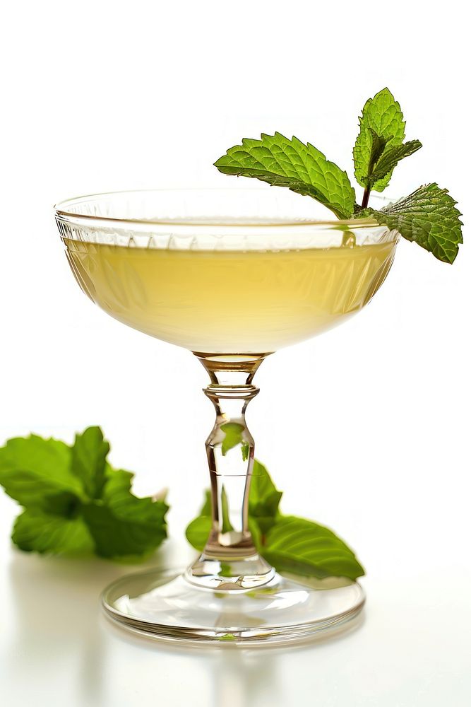 Midnight mint cocktail beverage alcohol herbs.