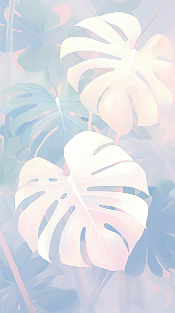 Blurred gradient Monstera graphics outdoors blossom.