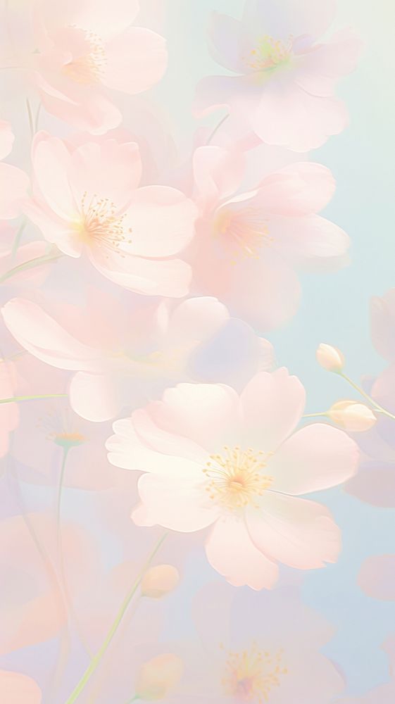 Blurred gradient Spring flowers graphics blossom pattern.