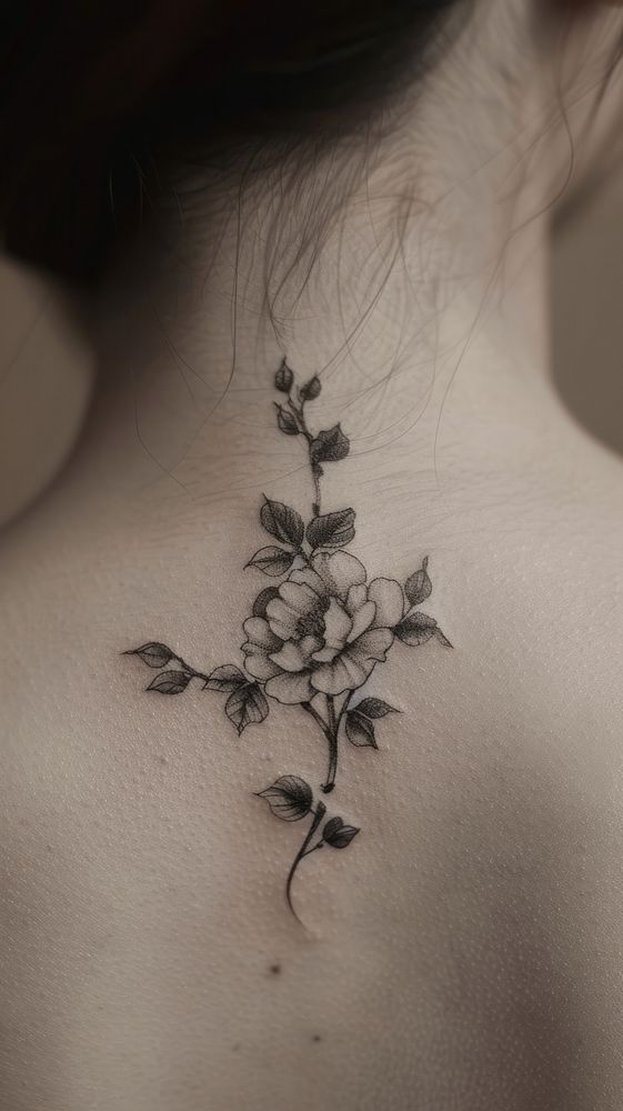Little flower magic art tattoo neck person human.