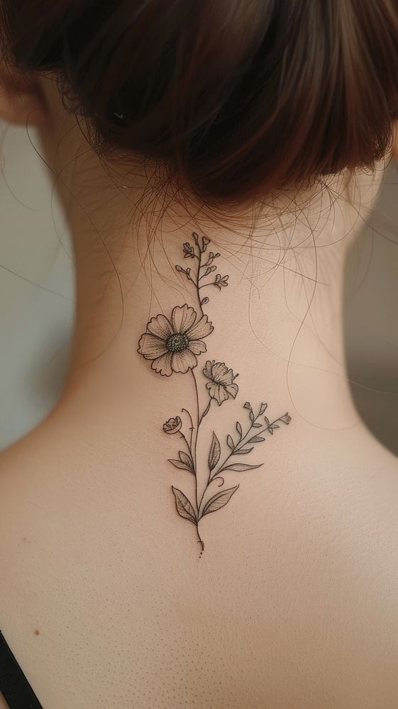 Little flower magic art tattoo neck person human.