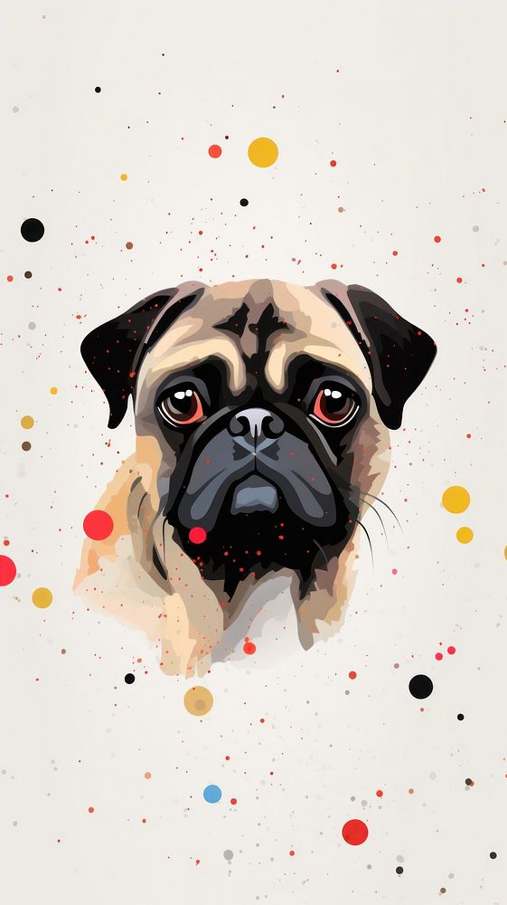 Wallpaper pug dog abstract animal canine mammal.