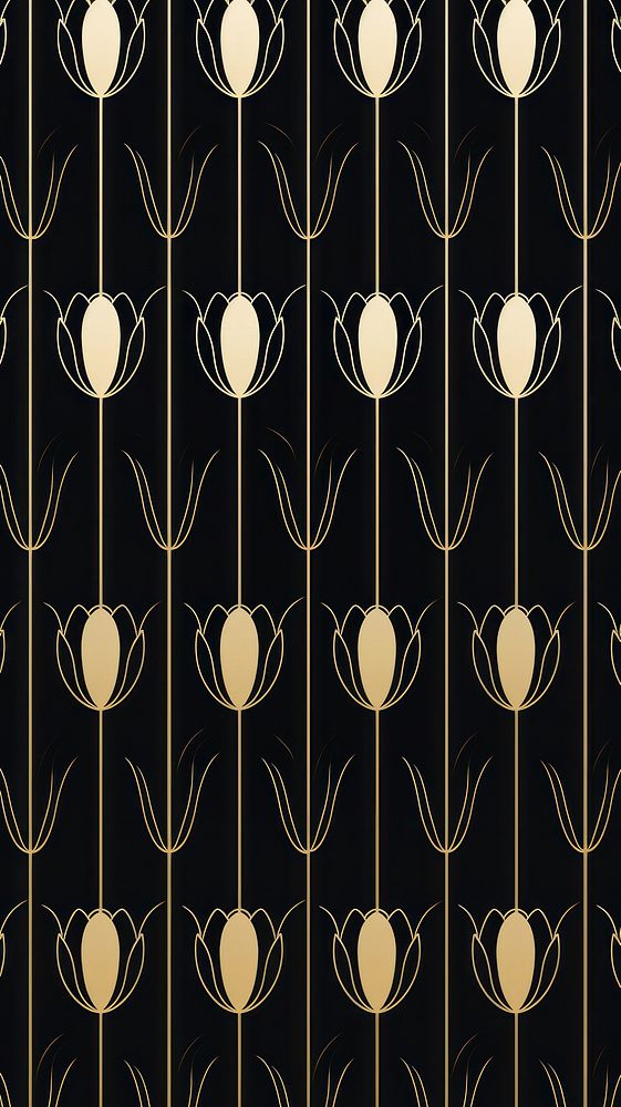 Art deco tulips wallpaper pattern chandelier lamp.