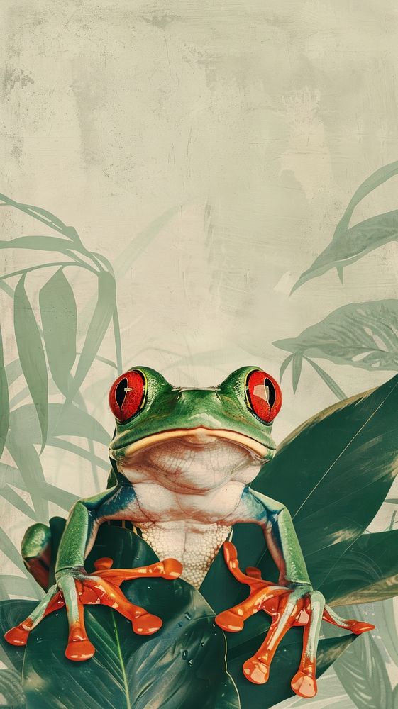 Drawing wallpaper cute frog amphibian wildlife dinosaur.