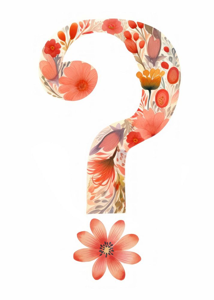 Floral inside question mark text cushion number.