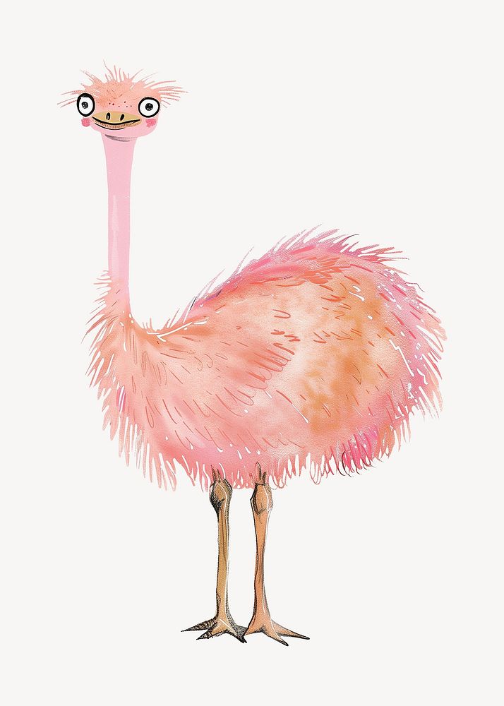 Cute ostrich safari animal digital art  illustration